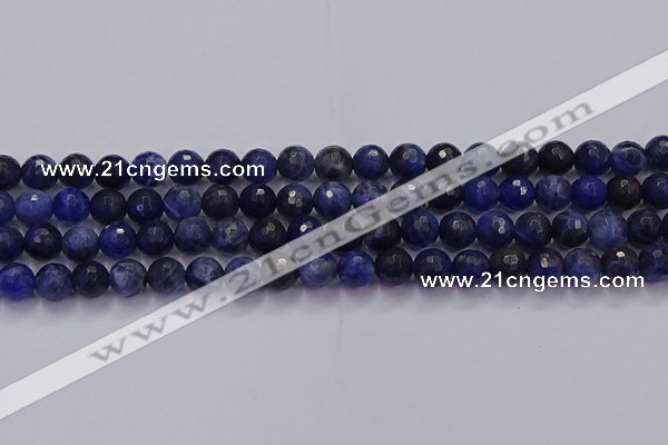 CSO602 15.5 inches 8mm faceted round sodalite gemstone beads