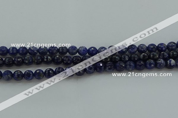 CSO643 15.5 inches 8mm faceted round sodalite gemstone beads