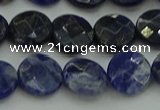 CSO706 15.5 inches 12mm faceted coin sodalite gemstone beads