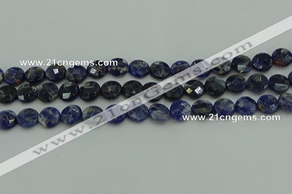 CSO706 15.5 inches 12mm faceted coin sodalite gemstone beads