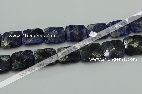 CSO731 15.5 inches 25*25mm faceted square sodalite gemstone beads