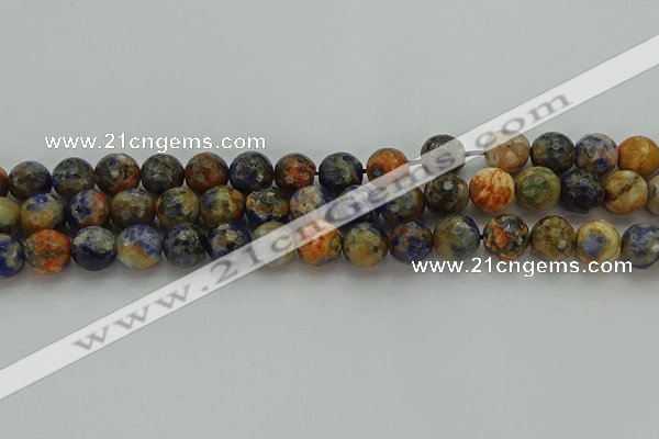 CSO753 15.5 inches 10mm faceted round orange sodalite beads