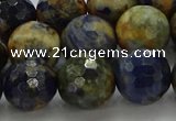 CSO755 15.5 inches 14mm faceted round orange sodalite beads