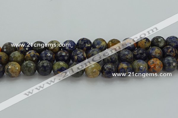 CSO756 15.5 inches 16mm faceted round orange sodalite beads