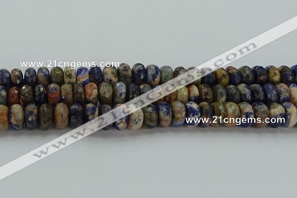 CSO765 15.5 inches 8*14mm faceted rondelle orange sodalite beads