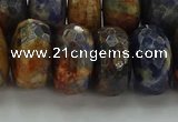 CSO767 15.5 inches 10*18mm faceted rondelle orange sodalite beads