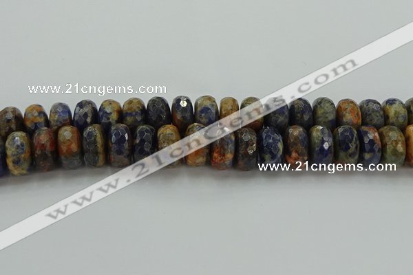 CSO767 15.5 inches 10*18mm faceted rondelle orange sodalite beads