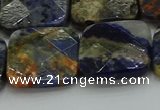 CSO784 15.5 inches 20*20mm faceted square orange sodalite beads