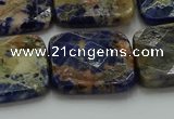 CSO785 15.5 inches 25*25mm faceted square orange sodalite beads