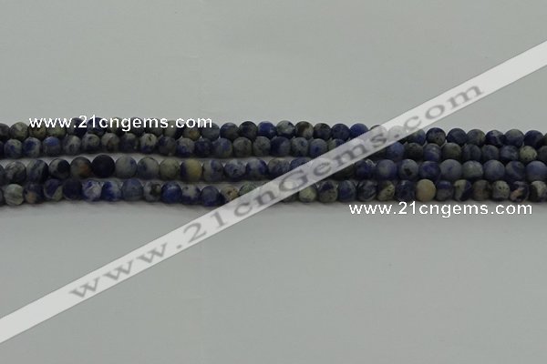 CSO800 15.5 inches 4mm round matte orange sodalite gemstone beads