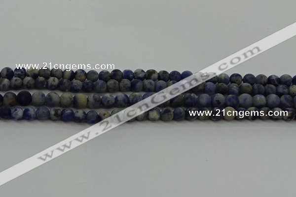 CSO801 15.5 inches 6mm round matte orange sodalite gemstone beads