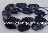 CSO821 15.5 inches 30*50mm - 32*52mm flat teardrop orange sodalite beads