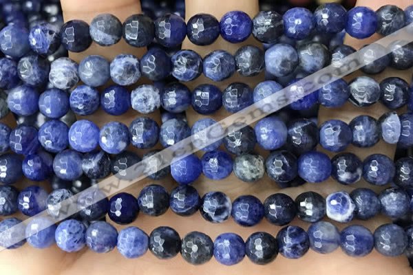 CSO846 15 inches 6mm faceted round sodalite beads wholesale