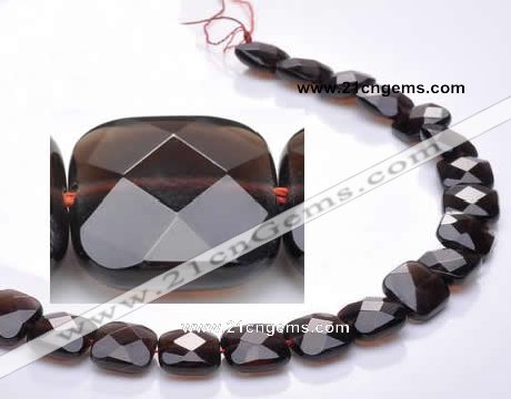 CSQ08 8*8mm faceted square natural smoky quartz beads Wholesale