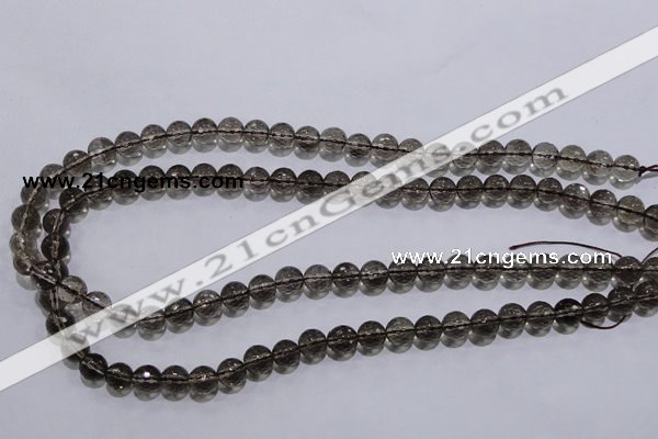 CSQ103 15.5 inches 8mm faceted round grade AA natural smoky quartz beads