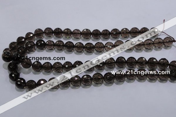 CSQ104 15.5 inches 12mm faceted round grade AA natural smoky quartz beads