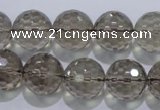 CSQ106 15.5 inches 16mm faceted round grade AA natural smoky quartz beads