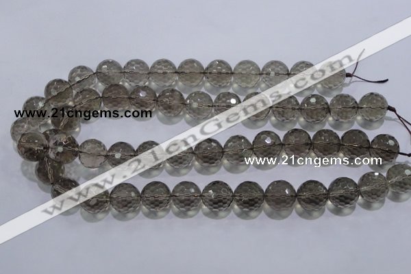 CSQ106 15.5 inches 16mm faceted round grade AA natural smoky quartz beads