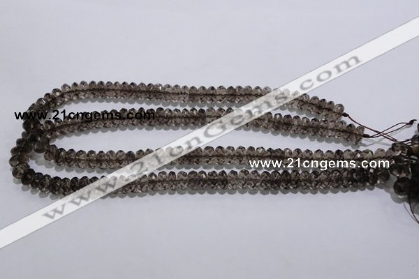 CSQ110 5*10mm faceted rondelle grade AA natural smoky quartz beads