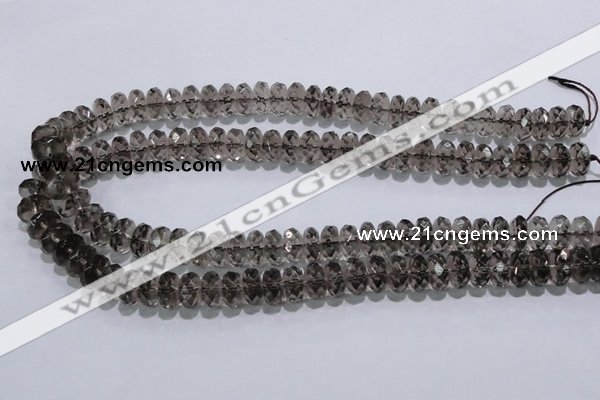 CSQ111 7*12mm faceted rondelle grade AA natural smoky quartz beads