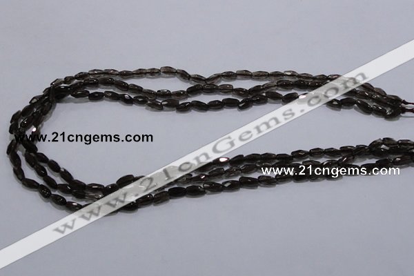 CSQ112 4*7mm faceted rice grade AA natural smoky quartz beads