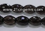 CSQ113 12*16mm faceted rice grade AA natural smoky quartz beads