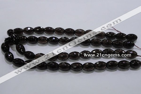 CSQ113 12*16mm faceted rice grade AA natural smoky quartz beads