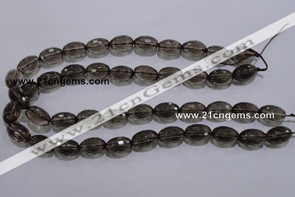 CSQ114 12*18mm faceted rice grade AA natural smoky quartz beads