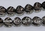 CSQ116 9*12mm twisted rice grade AA natural smoky quartz beads