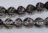 CSQ116 9*12mm twisted rice grade AA natural smoky quartz beads