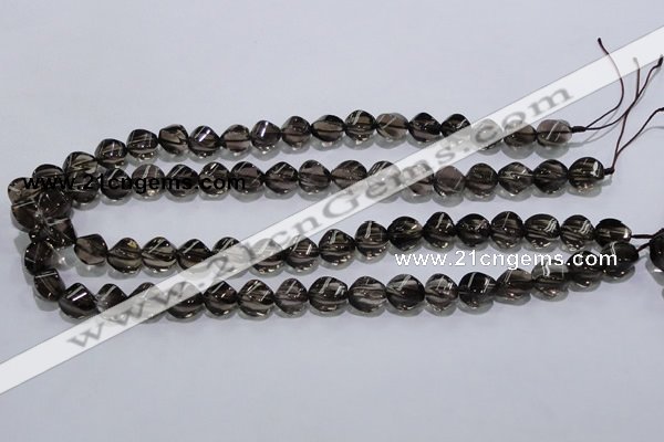 CSQ116 9*12mm twisted rice grade AA natural smoky quartz beads