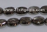 CSQ118 10*14mm facetad oval grade AA natural smoky quartz beads