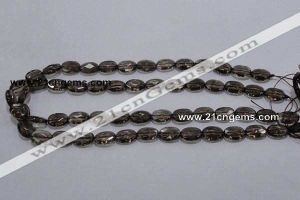 CSQ118 10*14mm facetad oval grade AA natural smoky quartz beads