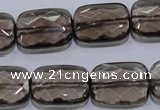 CSQ119 15*20mm facetad rectangle grade AA natural smoky quartz beads