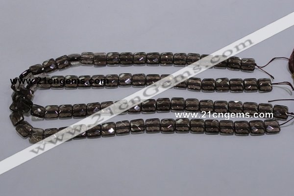 CSQ120 10*10mm facetad square grade AA natural smoky quartz beads