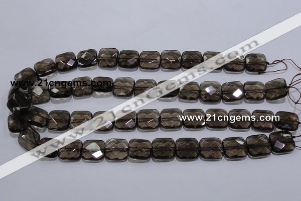 CSQ121 15*15mm facetad square grade AA natural smoky quartz beads
