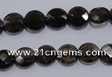 CSQ123 10mm faceted flat round grade AA natural smoky quartz beads