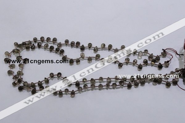 CSQ126 5*7mm top-drilled faceted teardrop grade AA smoky quartz beads