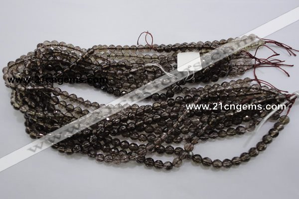 CSQ130 15.5 inches 6mm faceted round grade AA natural smoky quartz beads