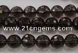 CSQ131 15.5 inches 10mm faceted round grade AA natural smoky quartz beads