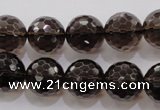 CSQ132 15.5 inches 16mm faceted round grade AA natural smoky quartz beads