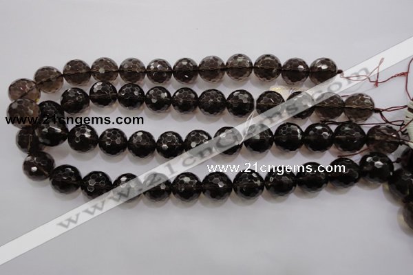 CSQ132 15.5 inches 16mm faceted round grade AA natural smoky quartz beads