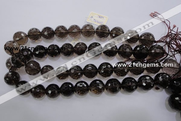 CSQ133 15.5 inches 18mm faceted round grade AA natural smoky quartz beads