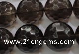 CSQ134 15.5 inches 20mm faceted round grade AA natural smoky quartz beads