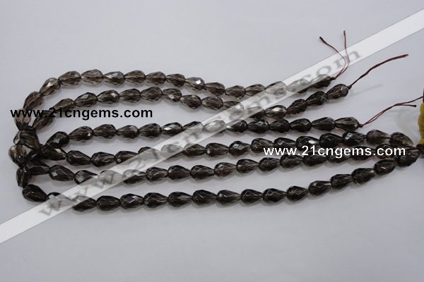 CSQ135 8*12mm faceted teardrop grade AA natural smoky quartz beads