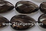 CSQ140 20*30mm faceted flat teardrop grade AA natural smoky quartz beads