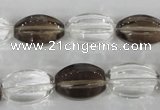 CSQ150 15.5 inches 12*18mm rice white crystal & smoky quartz beads