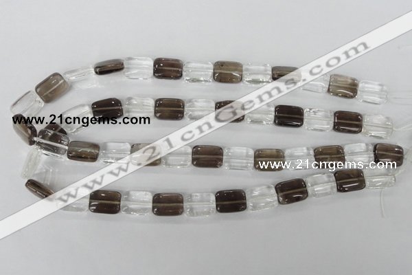 CSQ157 15.5 inches 12*16mm rectangle white crystal & smoky quartz beads