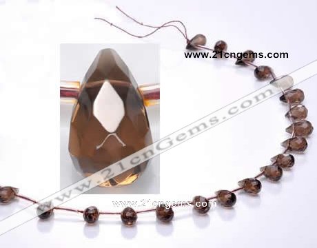 CSQ18 6*10mm faceted teardrop A grade natural smoky quartz beads