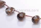 CSQ19 A grade 8*14mm faceted teardrop natural smoky quartz beads